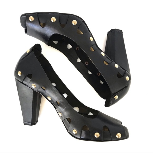 New! Vince Camuto Open Toe Studded Chunky Heels - Picture 4 of 12